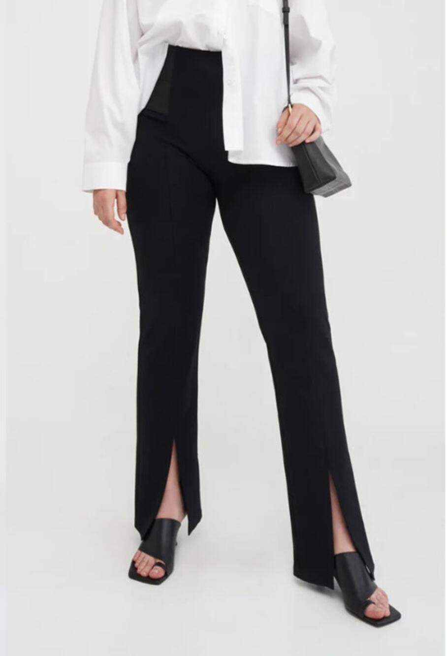 Marcella Tremont Pant Black Ponte Knit Split Hem Med